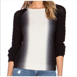 Vince Vertical Dip Dye Cable Knit Cashmere Wool Sweater Ombré Blue Gray Size S